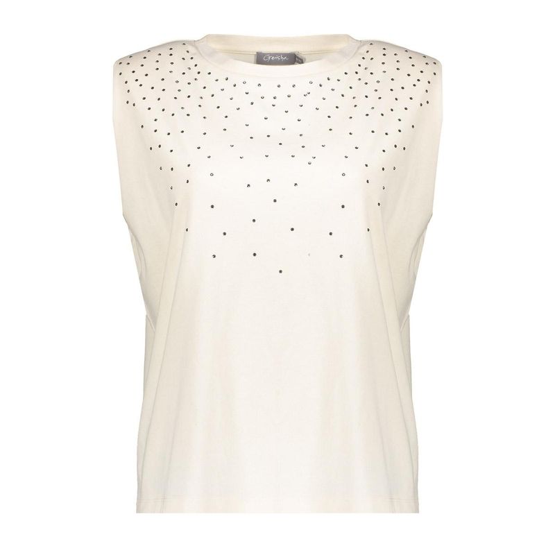 Geisha T-shirt with rhinestones Ecru