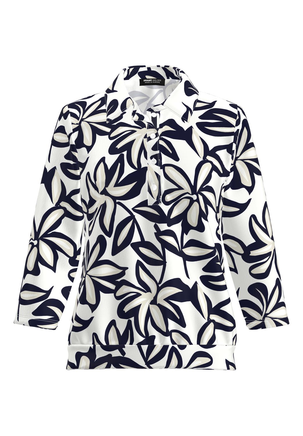 Frank Walder Polo-Shirt 3/4 Ärmel Wit
