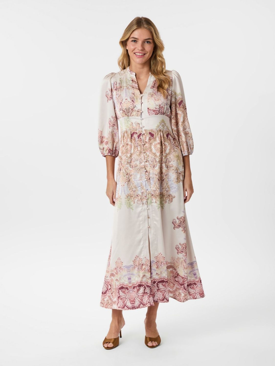 Neo Noir Stella Artist Paisley Dress Ecru