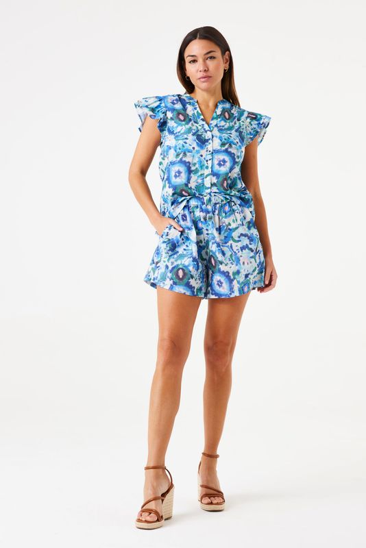 Garcia ladies shirt met mouw detail multiprint