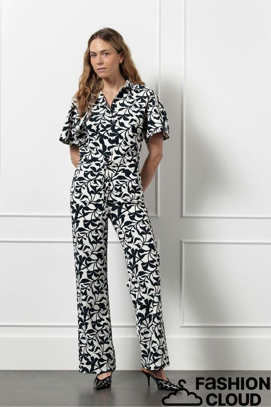 Studio Anneloes Abigail leafs trousers donkerblauw/kit