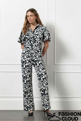 Studio Anneloes Abigail leafs trousers donkerblauw/kit