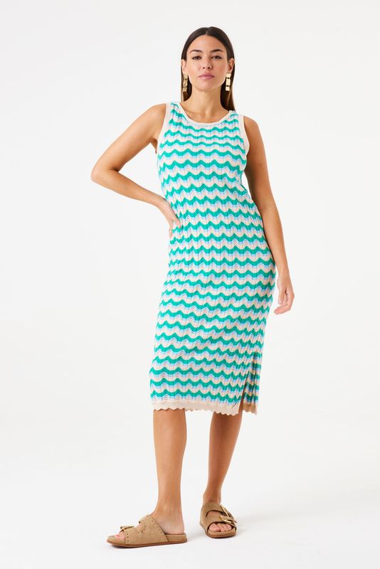 Garcia ladies gehaakte jurk multiprint waffle