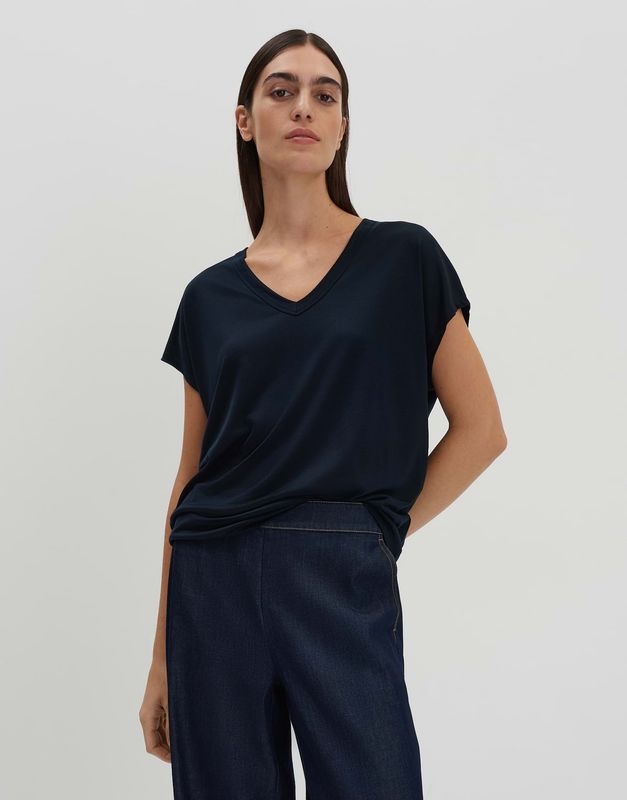 Someday Kanja top v hals donker blauw