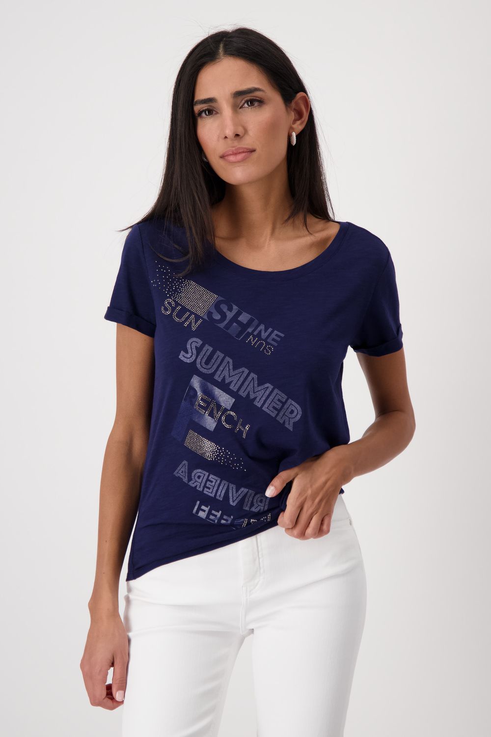 Monari T-Shirt donkerblauw met print