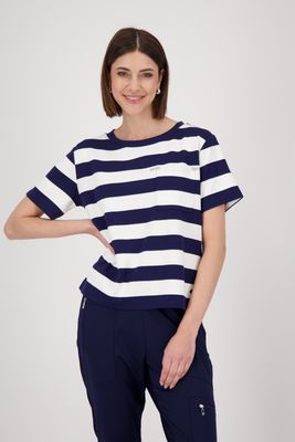 Monari T-Shirt donker blauw wit gestreept