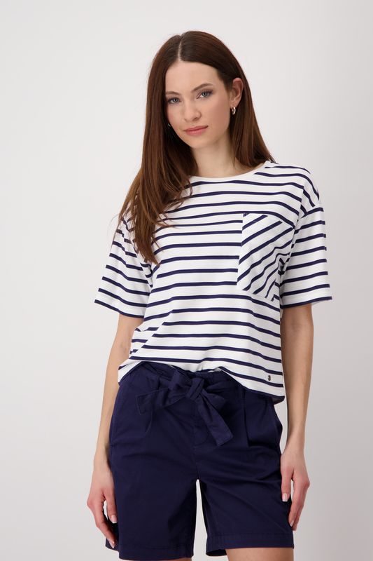 Monari T-Shirt blauw wit gestreept