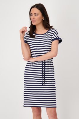 Monari jurk blauw wit gestreept