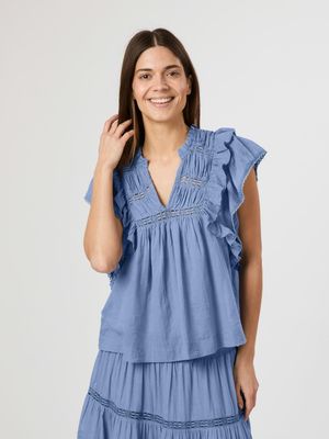 Neo Noir Jayla S Voile Top Blauw