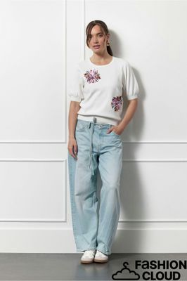Studio Anneloes Omira flower pullover Ecru