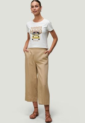 Zero Shirt cream met print Beige