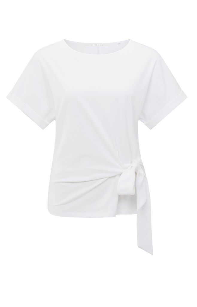 Yaya T-shirt met knoopdetail Wit