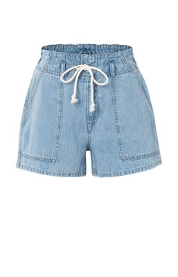 Yaya Denim short met strikkoord Blauw