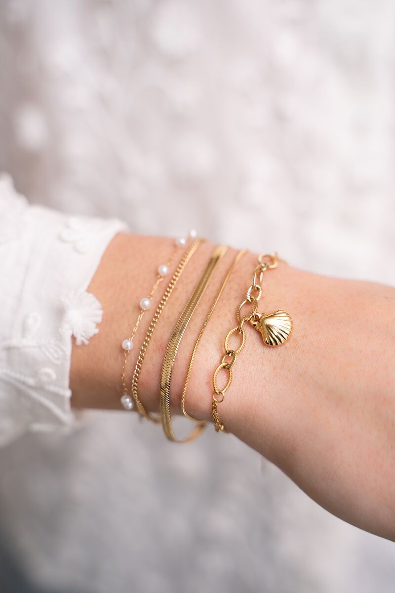 My Jewellery Bracelet chain &amp; pearls Goud