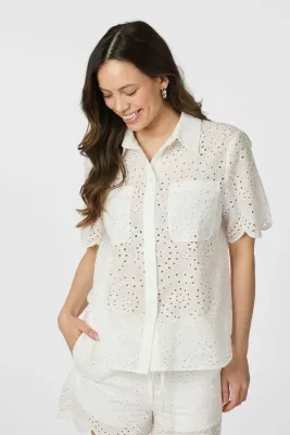 Neo Noir Gessie Embroidery Shirt Wit