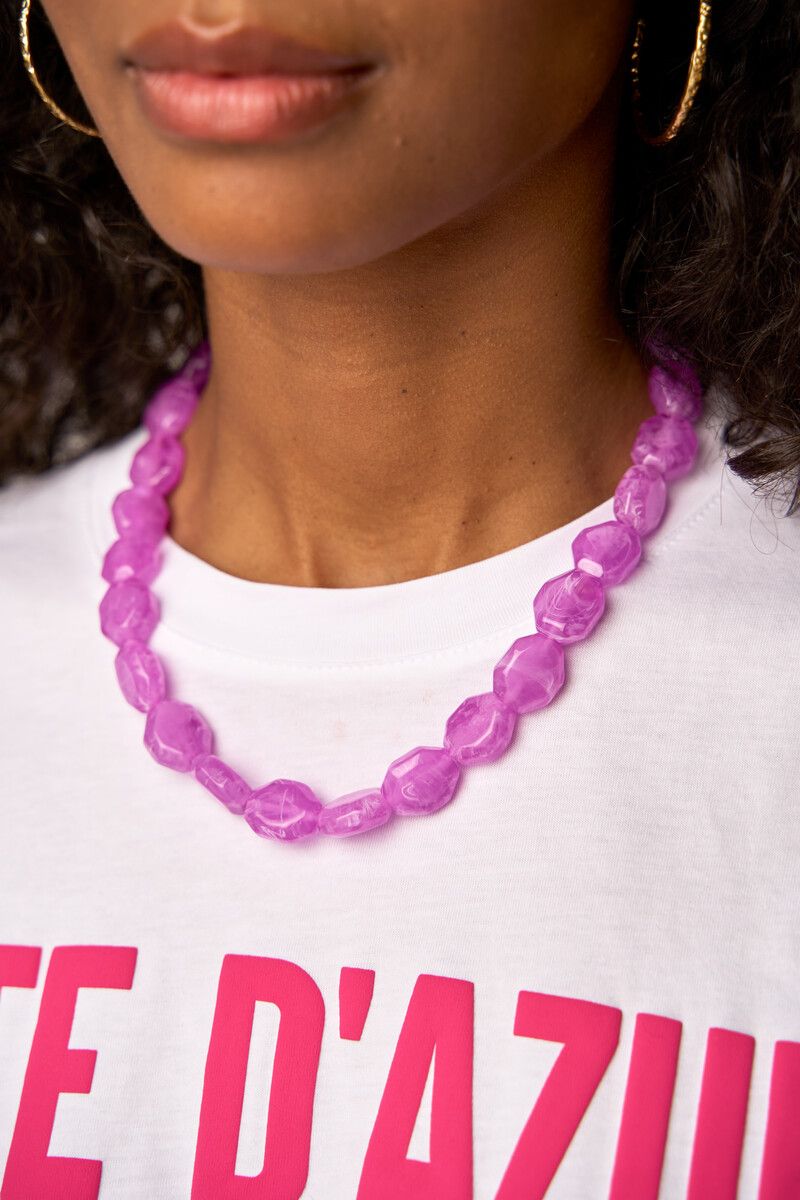My Jewellery Necklace fuchsia beads Goud