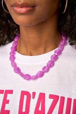 My Jewellery Necklace fuchsia beads Goud