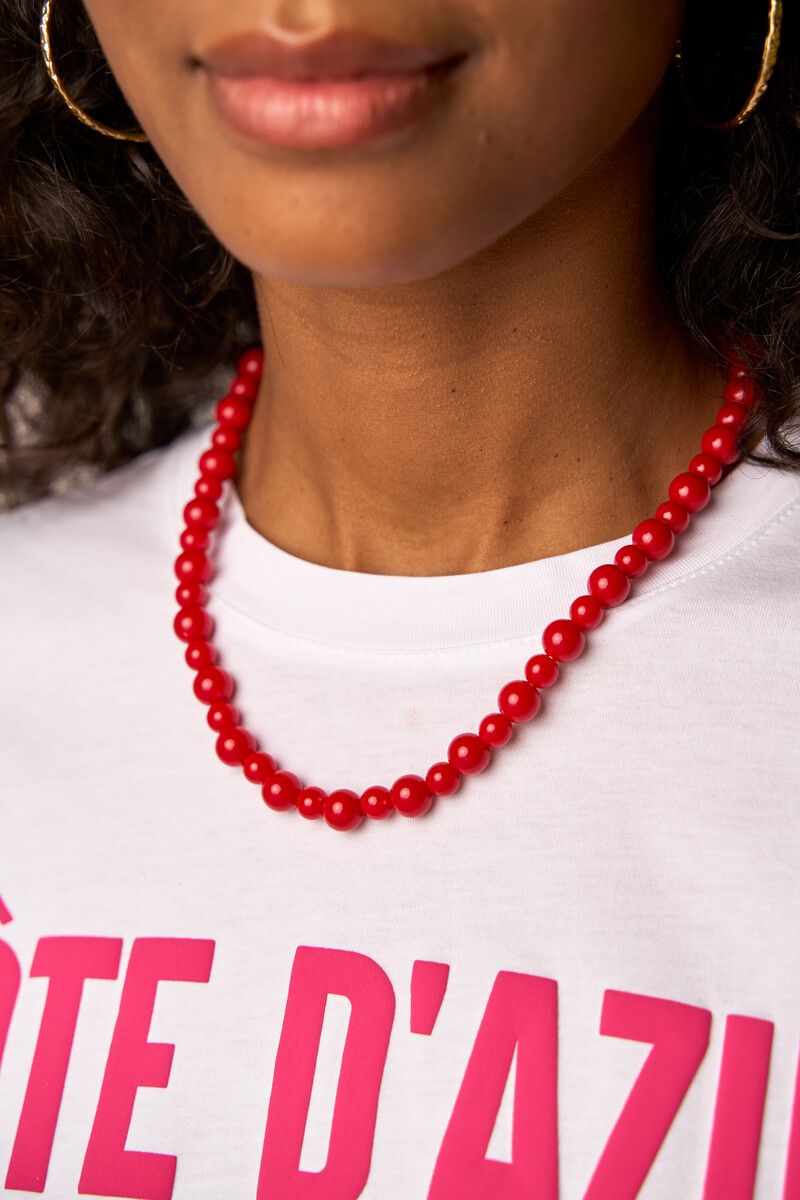 My Jewellery Necklace red beads Goud