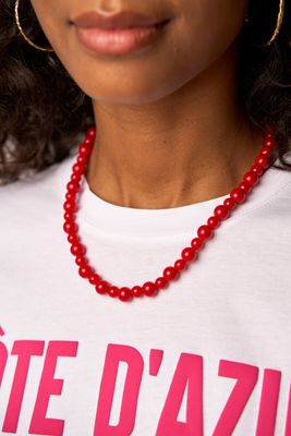 My Jewellery Necklace red beads Goud
