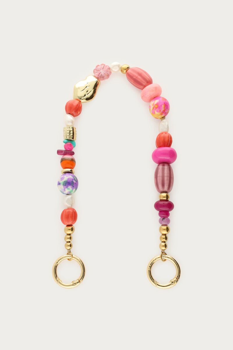 My Jewellery Phone cord multi beads Goud
