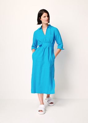 Kyra dress long linen Blauw Lian