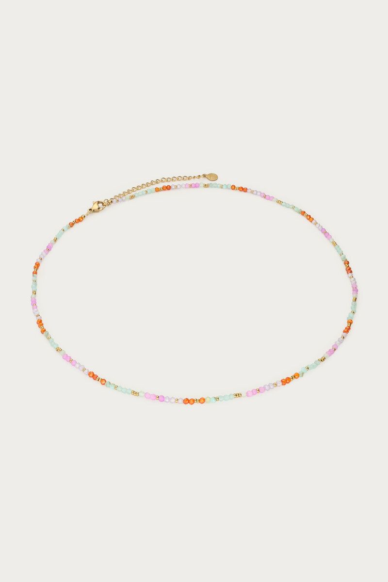My Jewellery Necklace beads blue orange Goud