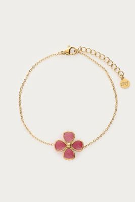 My Jewellery Bracelet clover pink agate Goud
