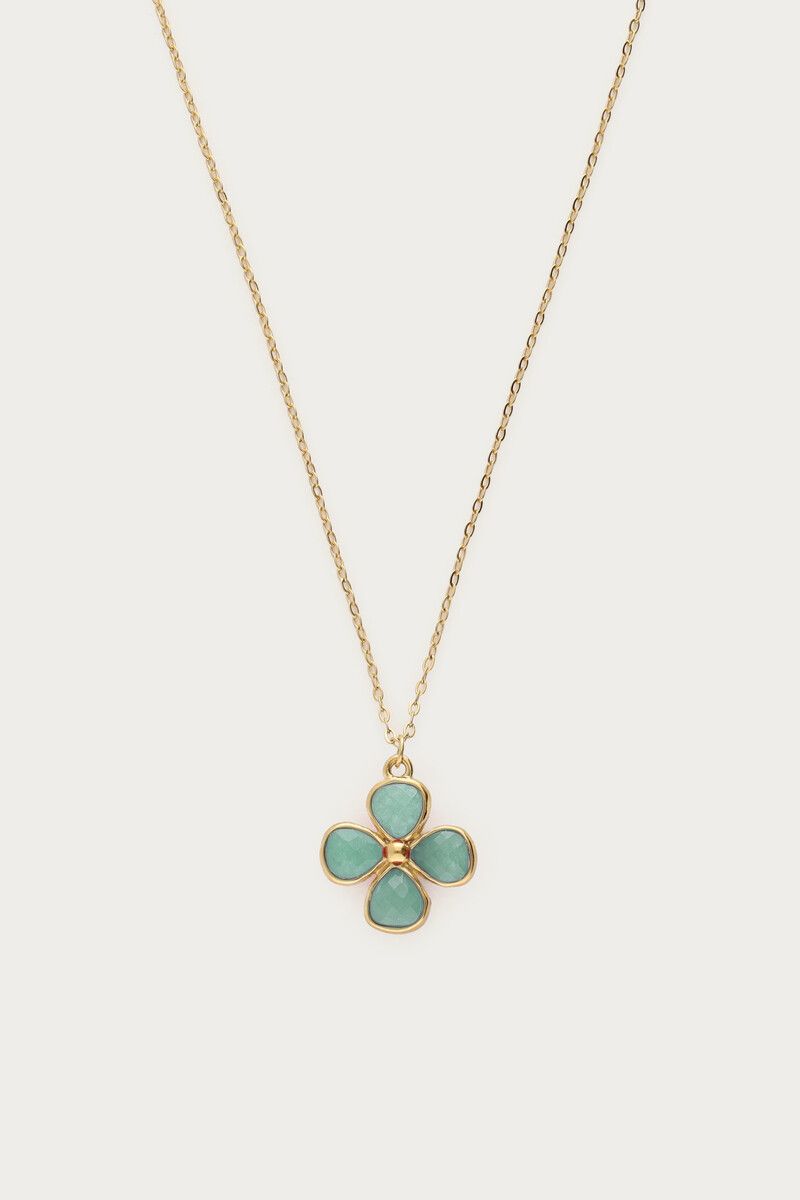 My Jewellery Necklace clover blue amazon Goud