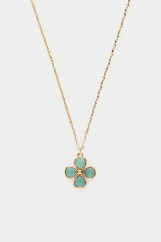 My Jewellery Necklace clover blue amazon Goud