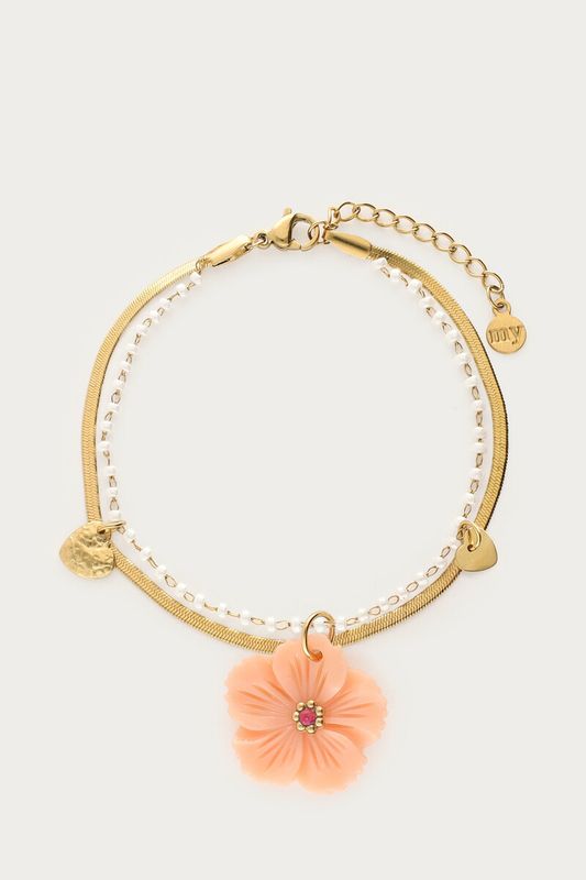 My Jewellery Bracelet pearl chain peach shell Goud