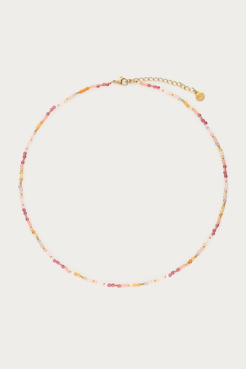 My Jewellery Necklace beads pink Goud