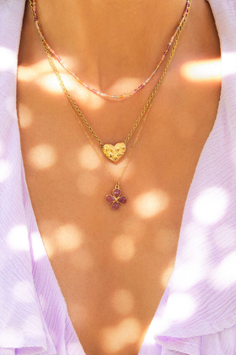 My Jewellery Necklace flower heart Goud
