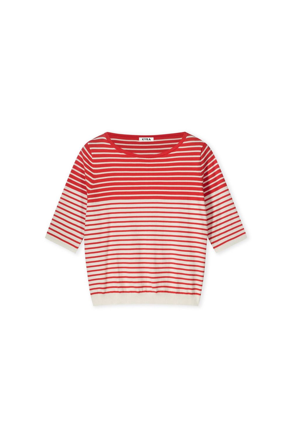 Kyra pullover 3/4 sleeve fine knit stripe Rood Stripe Britt-s25