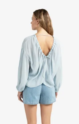 Yaya blouse open rug Blauw