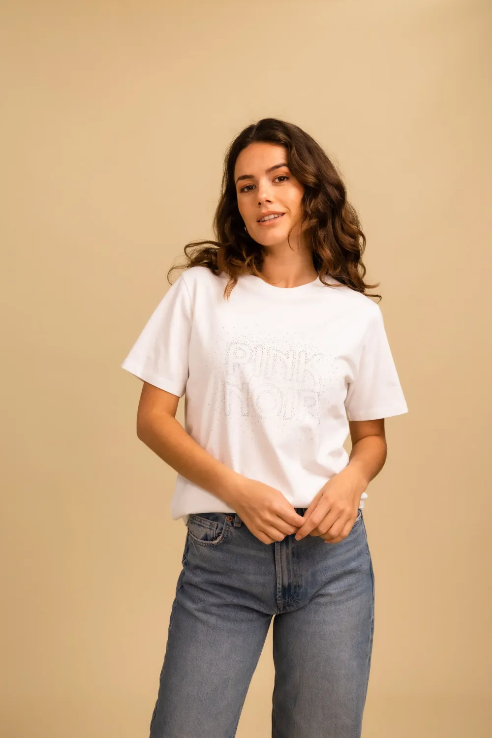 Pink Noir Zaya t shirt Ecru