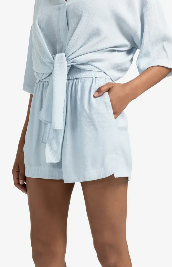 YaYa Structured shorts Blauw
