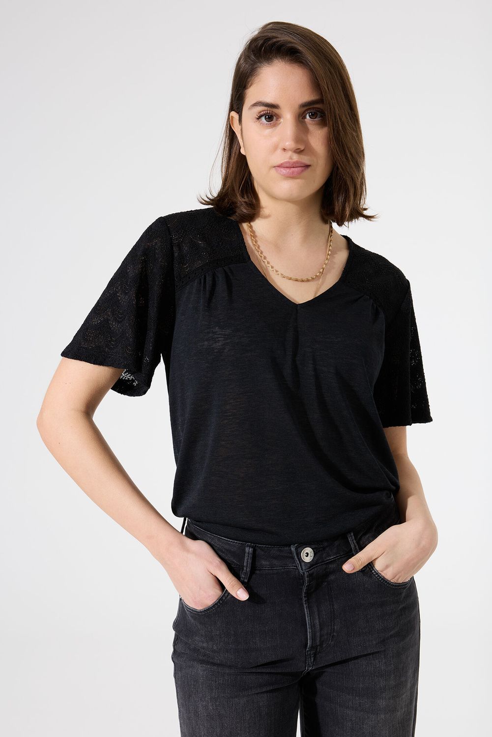 Garcia ladies T-shirt ss Zwart