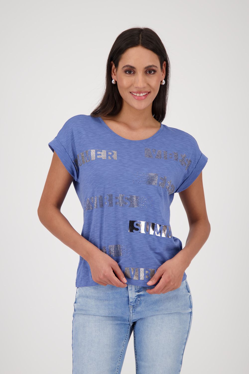 Monari T-Shirt denim blue Blauw