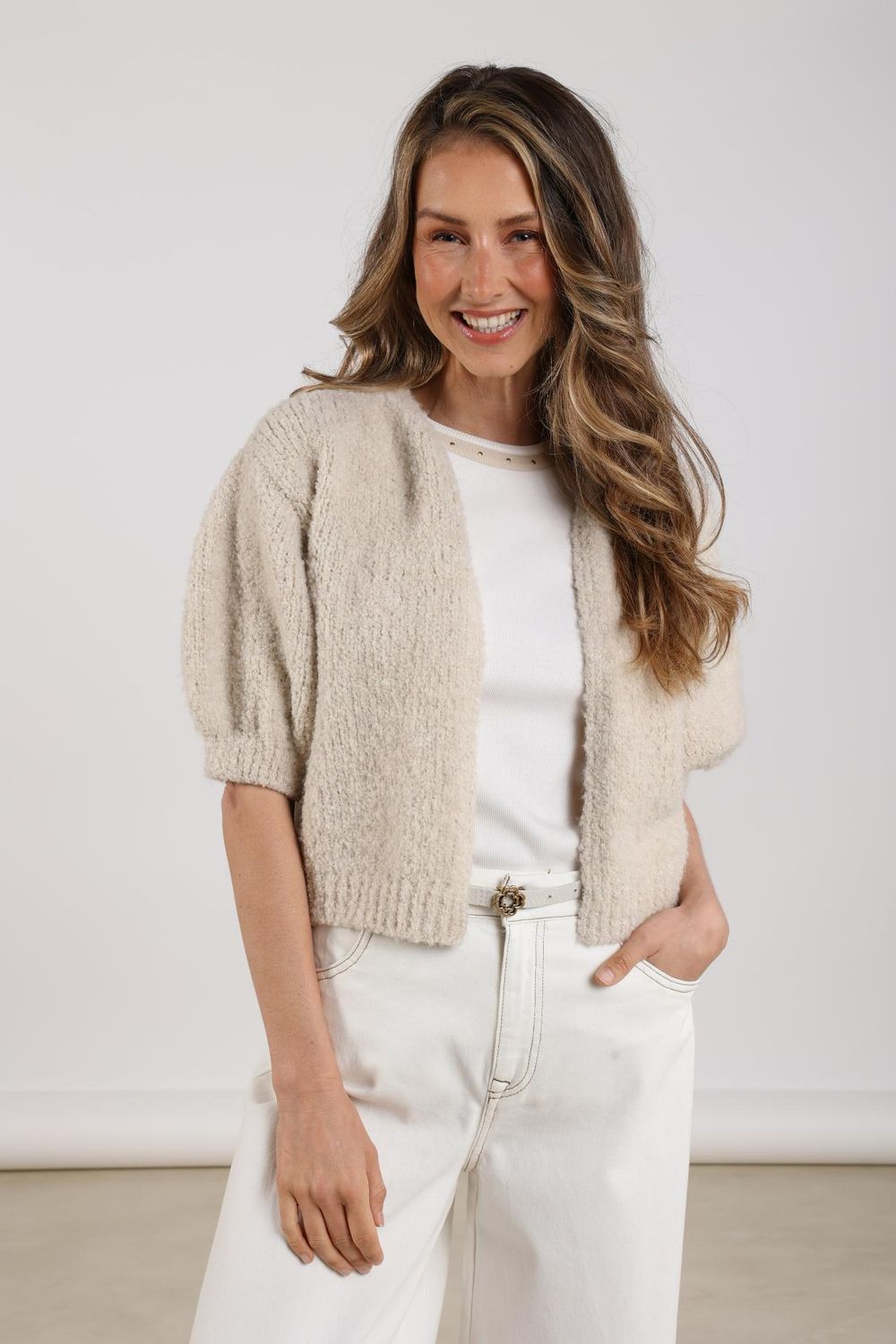 Nukus Jip Cardigan lurex Beige