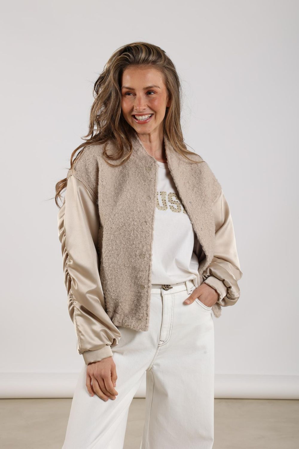 Nukus Baltimore Jacket Satin Beige