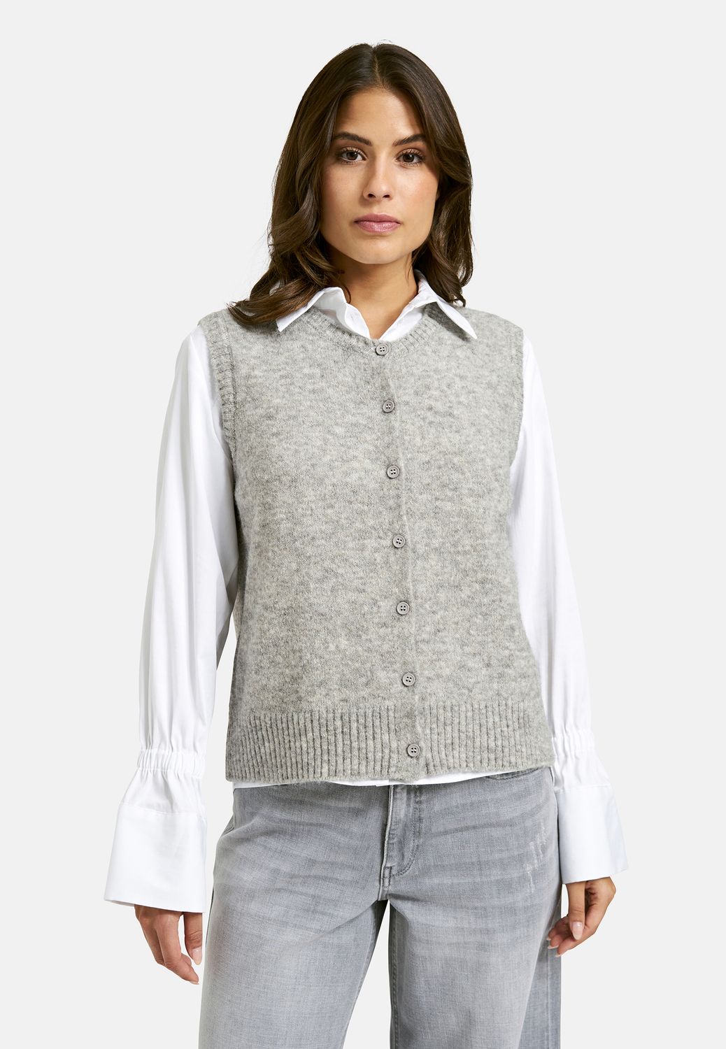 Milano Italy sleeveless vest met knopen Grijs