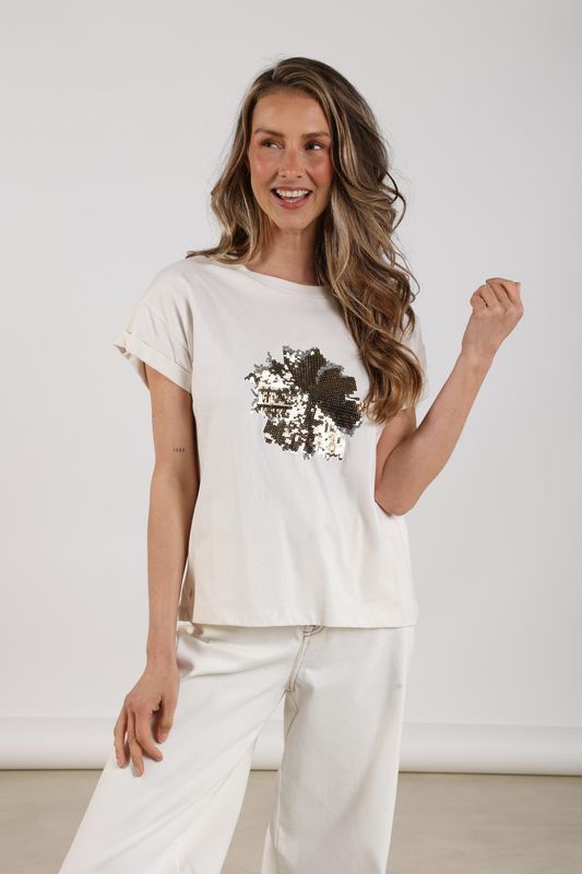 Nukus Rimona Shirt Paillet Flower Goud
