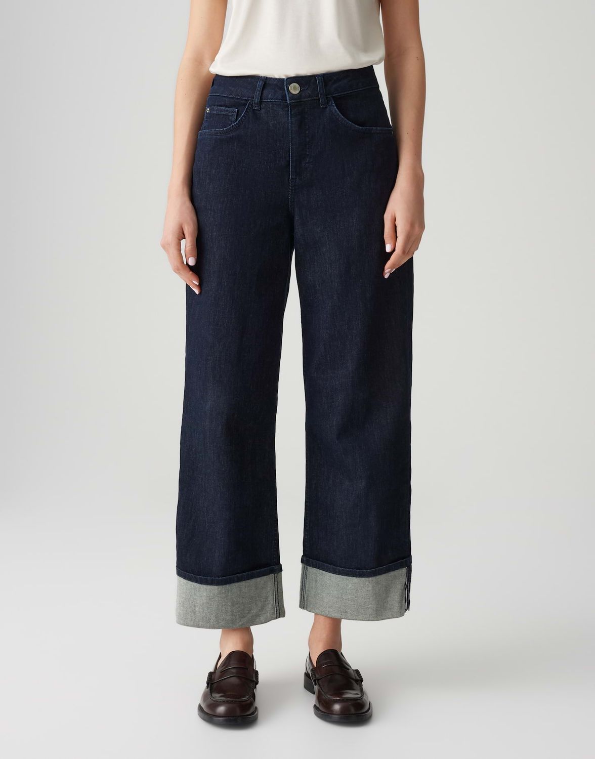 Opus Miva turn up Jeans Blauw