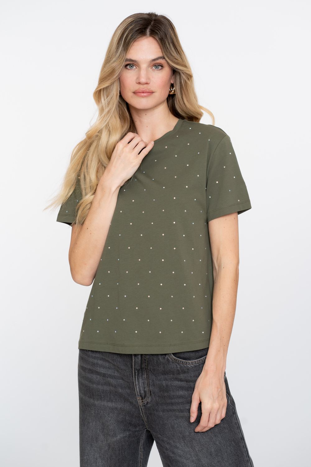Geisha T-shirt steentjes Groen