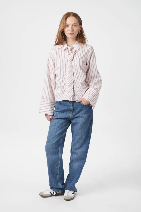Neo Noir Francesca Stripe Shirt Rood