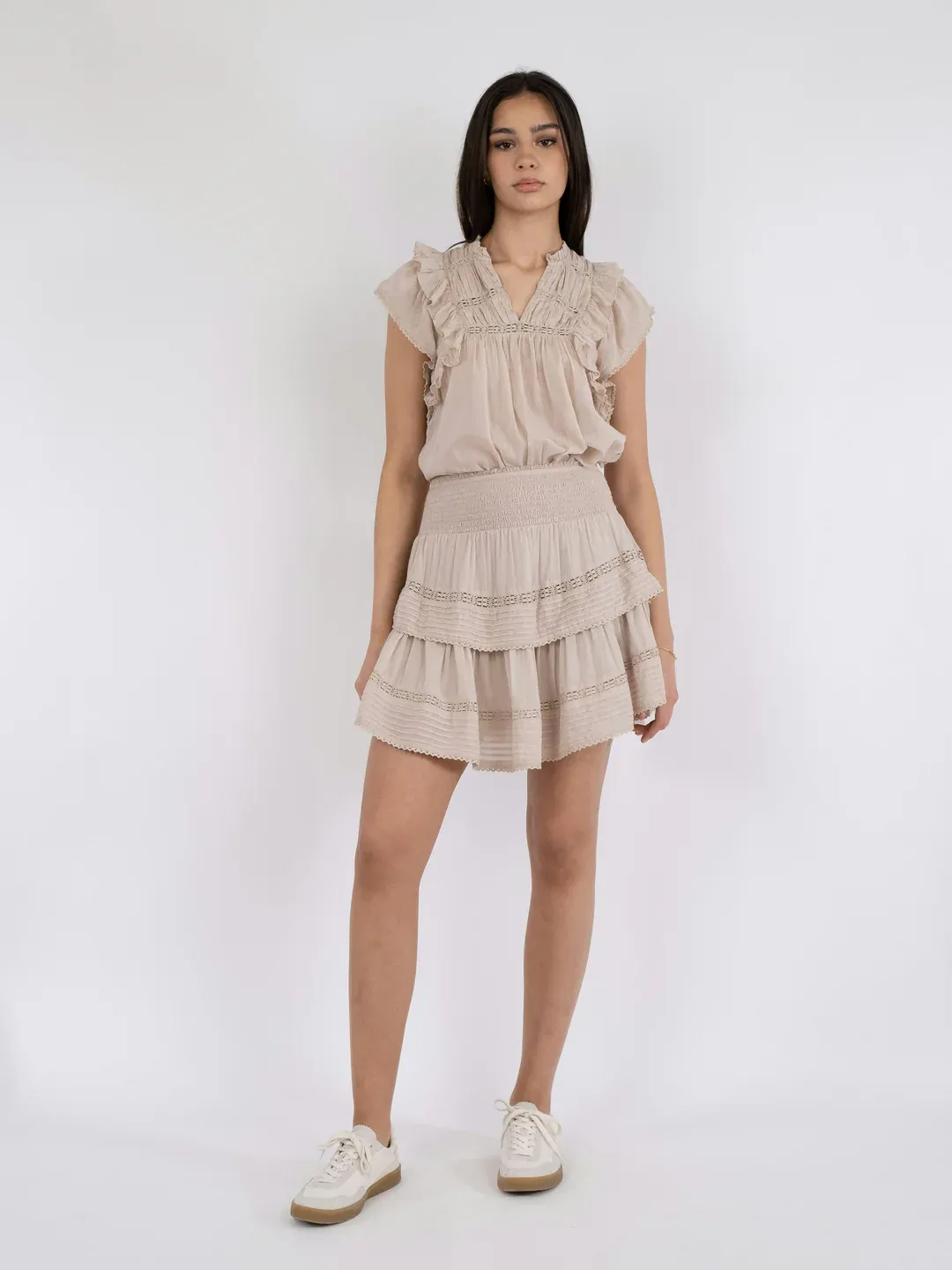 Neo Noir Kenia S voile Skirt Beige