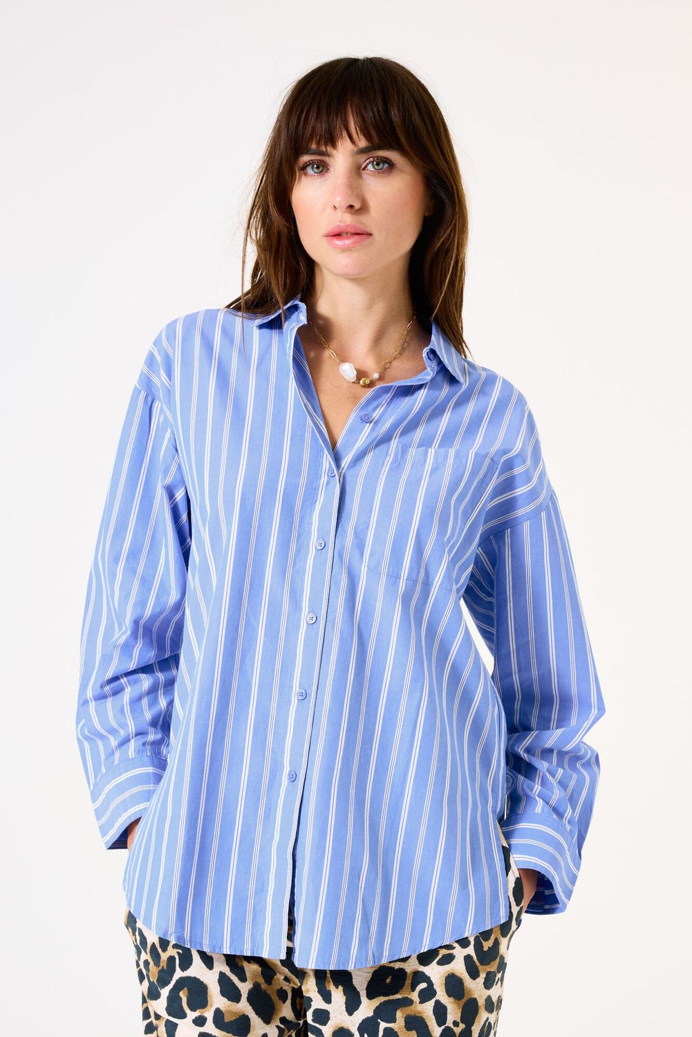 Garcia gestreepte blouse blauw