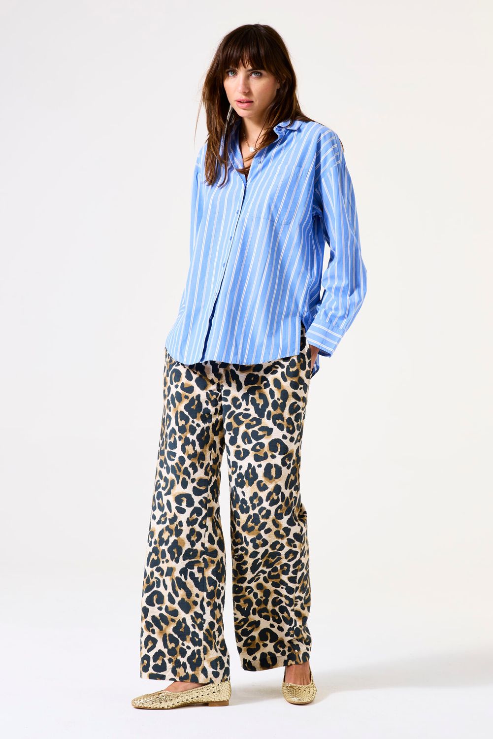 Garcia broek met panterprint bruin