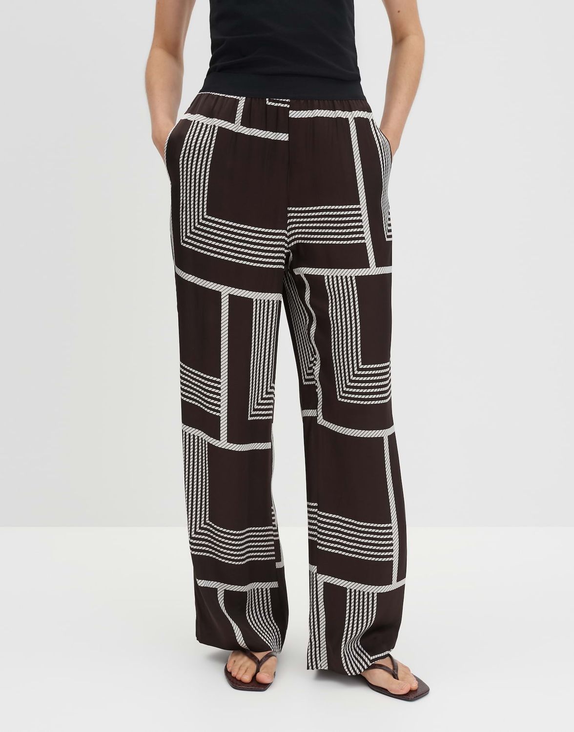 Someday broek Cevil Grid bruin print