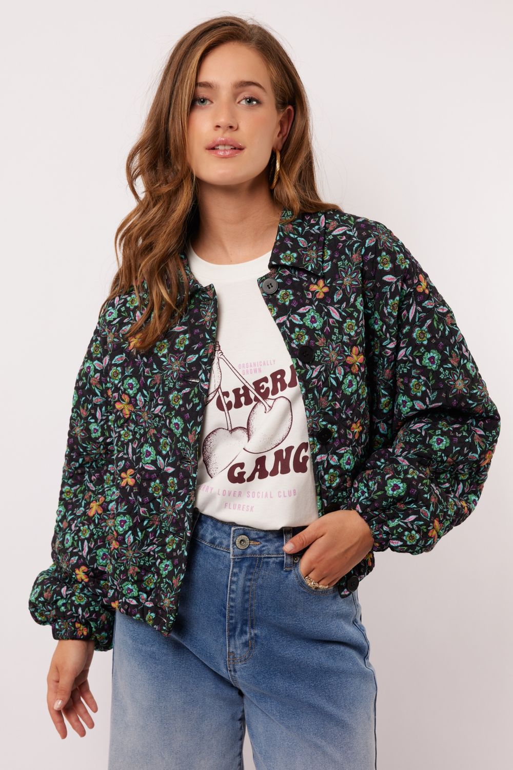 Fluresk Maribel bomberjack bloemenprint